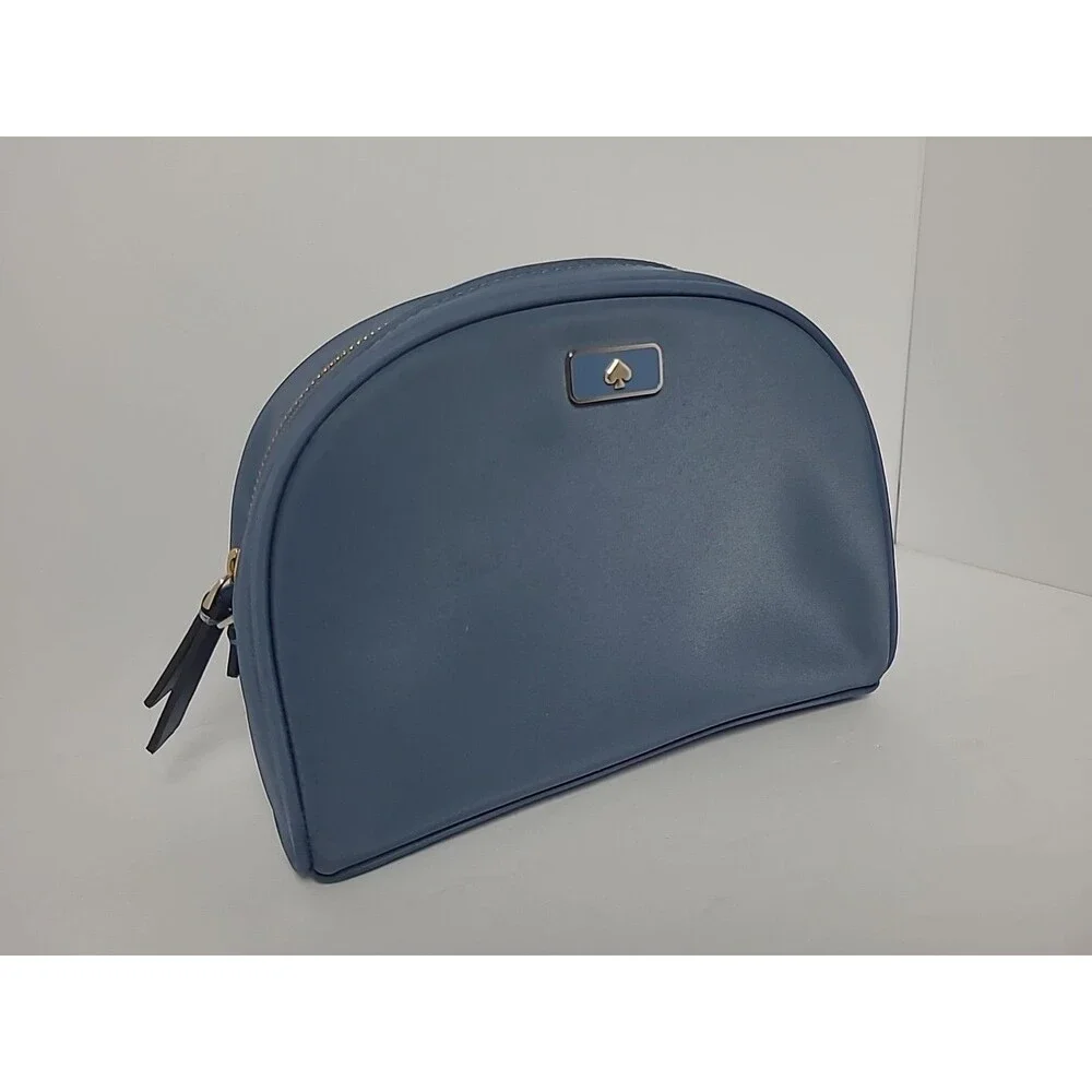 Kate Spade Dome Blue Nylon Cosmetic Pouch Logo Travel Storage
